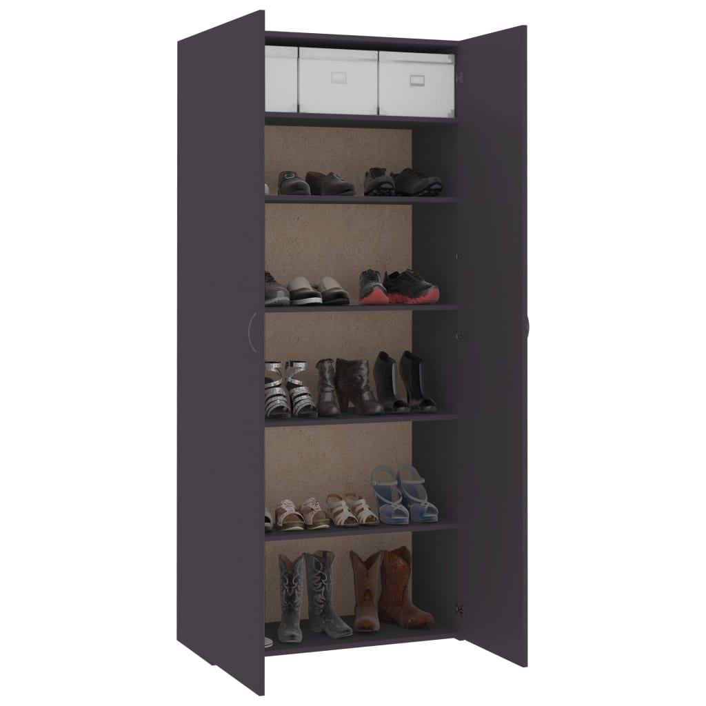 800290 vidaXL Shoe Cabinet Grey 80x35,5x180 cm Chipboard