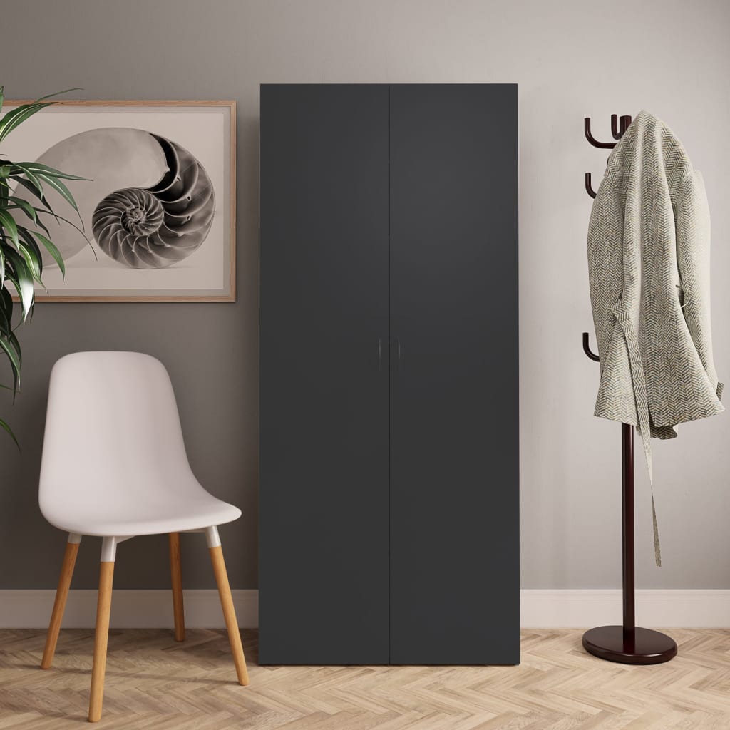 800290 vidaXL Shoe Cabinet Grey 80x35,5x180 cm Chipboard