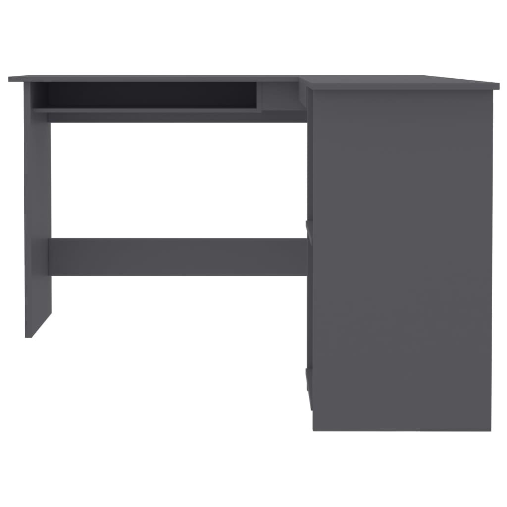 800749 vidaXL L-Shaped Corner Desk Grey 120x140x75 cm Chipboard
