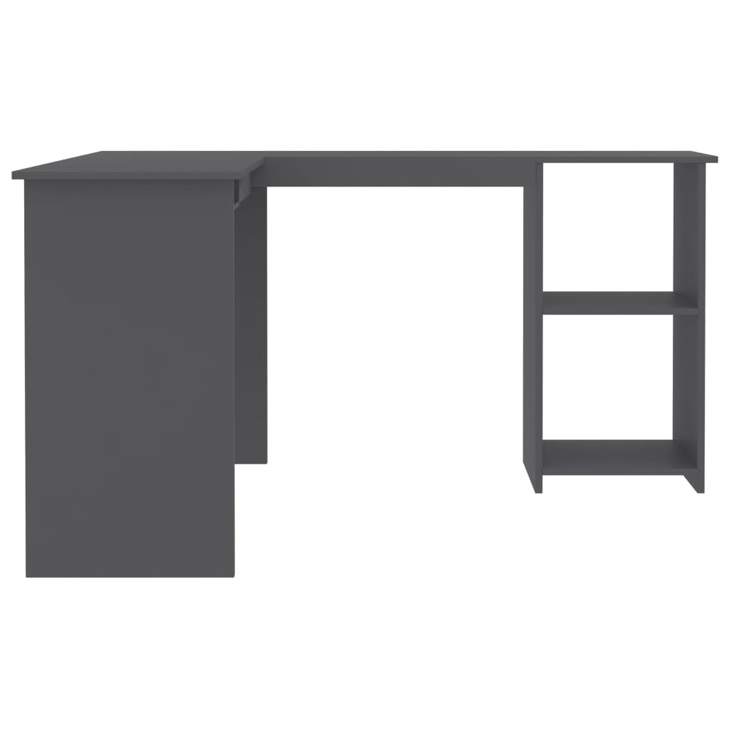 800749 vidaXL L-Shaped Corner Desk Grey 120x140x75 cm Chipboard