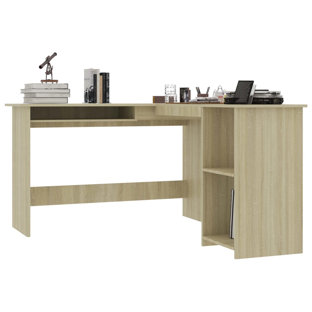 800750 vidaXL L-Shaped Corner Desk Sonoma Oak 120x140x75 cm Chipboard