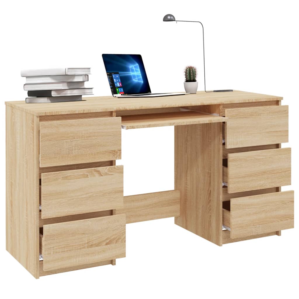 800813 vidaXL Writing Desk Sonoma Oak 140x50x77 cm Chipboard