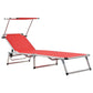 312459 vidaXL Folding Sun Loungers with Roof 2 pcs Aluminium&Textilene Red